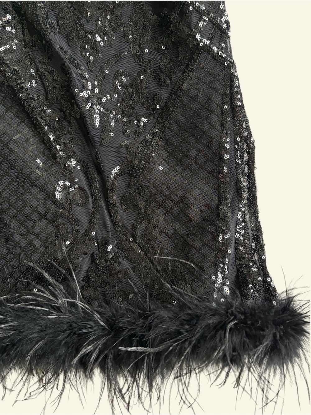 NWT B Smart Black Sequin Mini Dress Feather Trim Cocktail Party Size XL 962Y962E - Picture 4 of 12